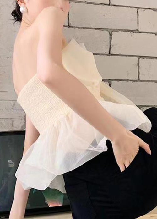 Art Apricot Cold Shoulder Tulle Top Sleeveless