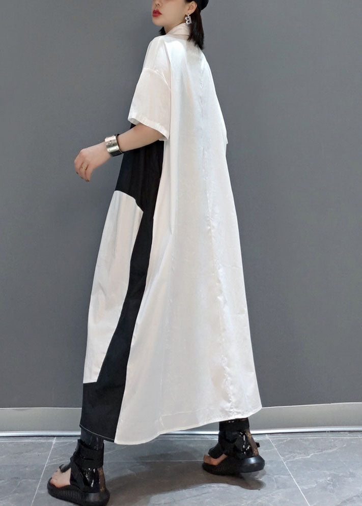 White Peter Pan Collar Print Party Long Dress Summer