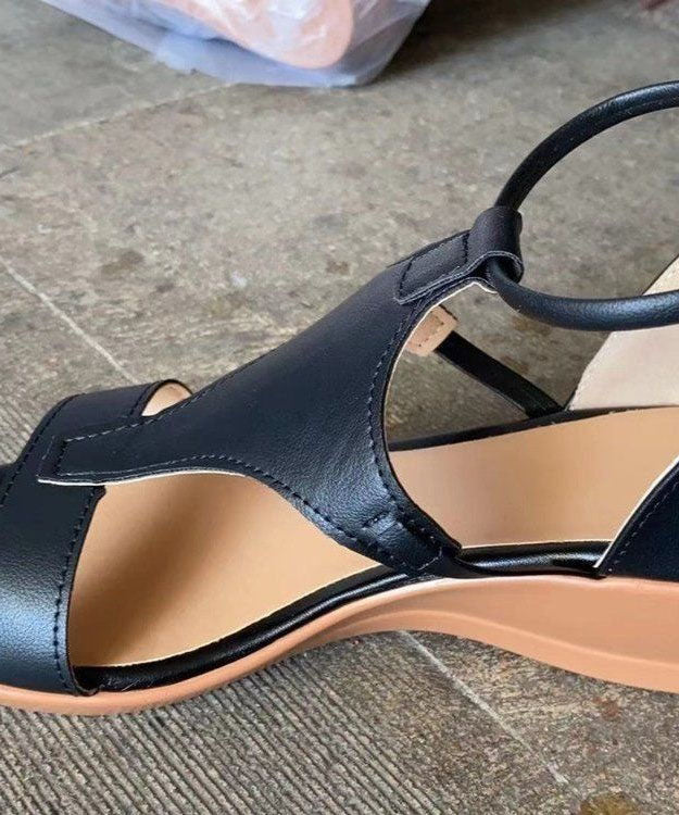 Red Peep Toe Zip Up Splicing Wedge Sandals
