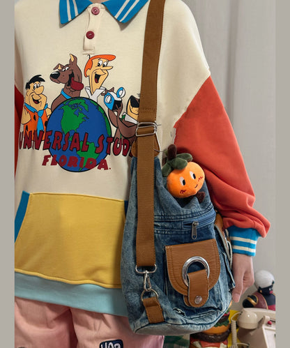 Versatile High-capacity Denim One Shoulder Crossbody Bag
