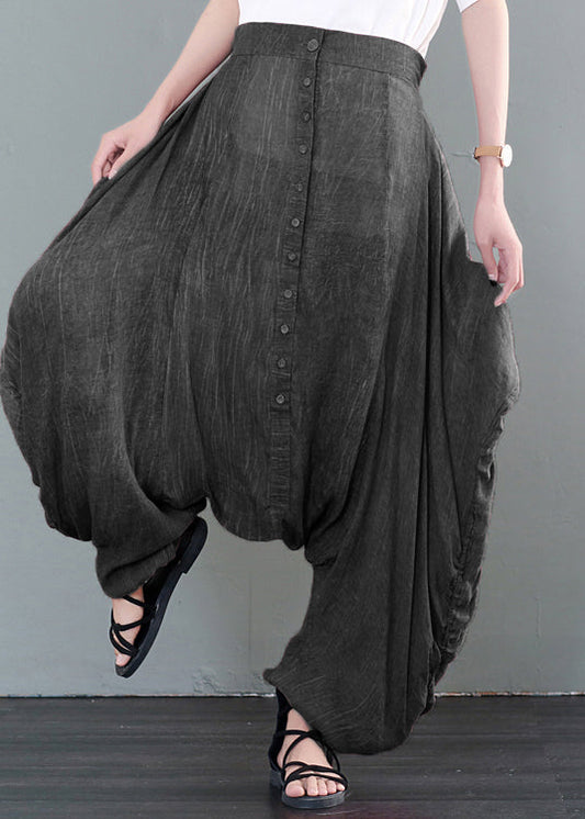 Dark Grey Oversized Tie Dye Pockets Cotton Harem Pants Fall