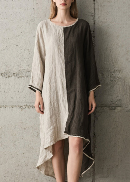 Diy Asymmetrical Patchwork Low High Design Cotton Dress Spring