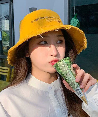 Stylish Black Letter Embroideried Denim Fabric Bucket Hat