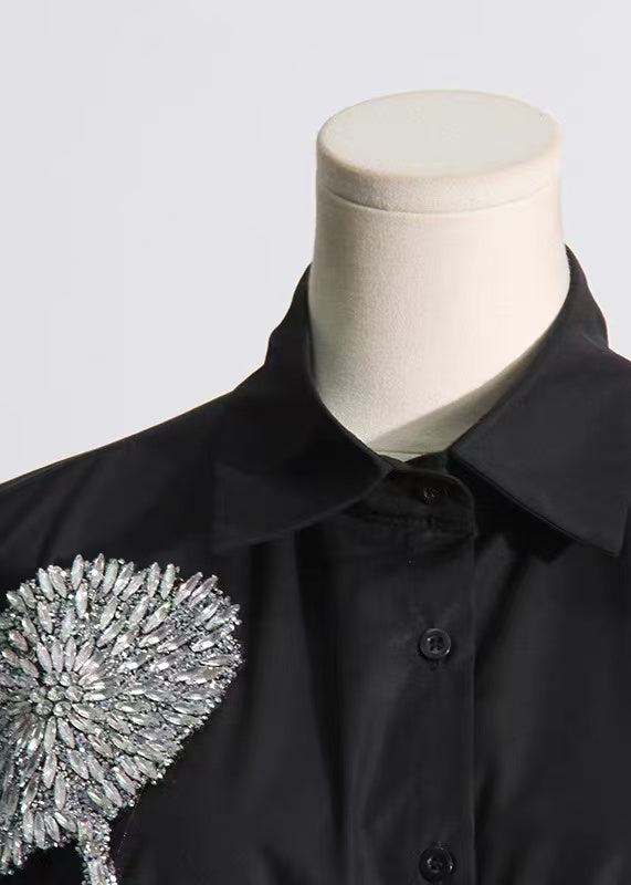 White Rhinestone Decorated Cotton Top Fall