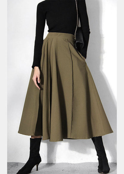 Fitted Green Pleated Skirts Spring
