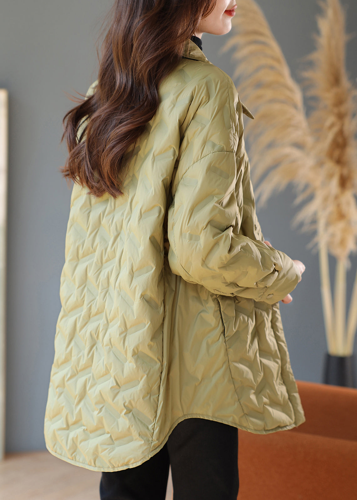 Grass Green Oversized Warm Duck Down Puffer Jacket Winter