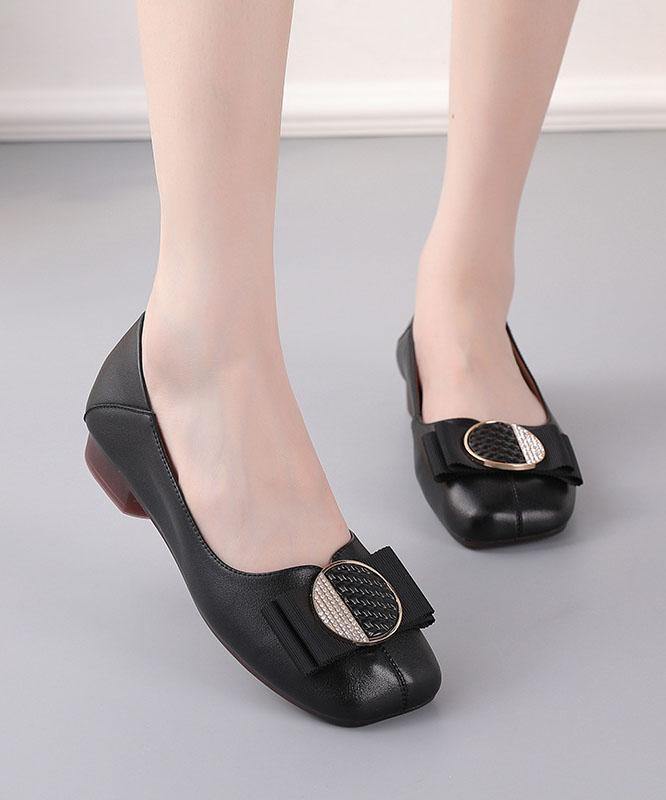 Black Loafer Shoes Genuine Leather Splicing Loafer Shoes