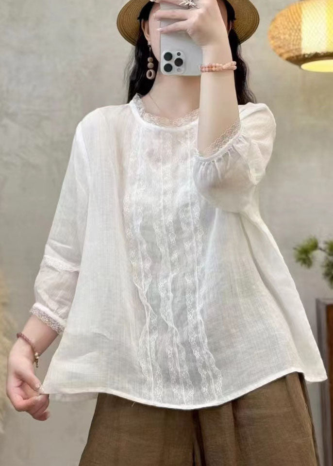 Black Oversized Patchwork Eyelash Linen Shirt Tops Bracelet Sleeve