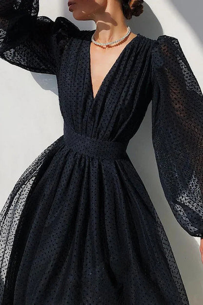 Dot Patchwork a Line Chiffon Dresses Spring