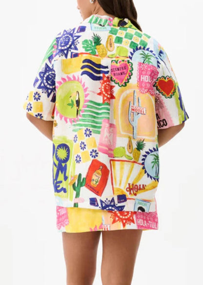 Vogue Print Shirts and Skirts Two Pieces Set Summer