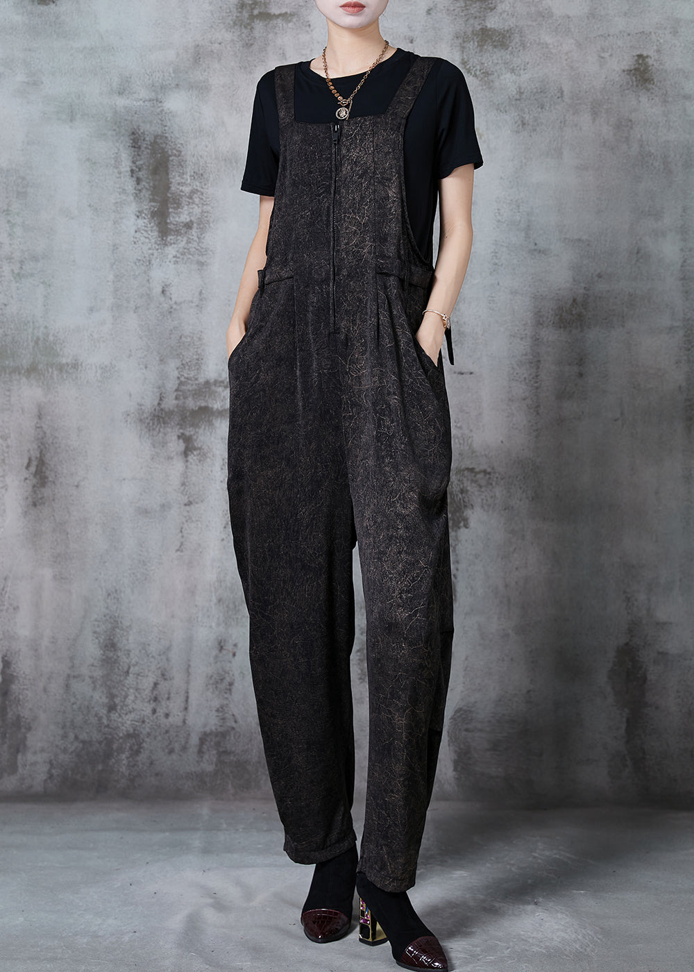 Black Oversized Print Cotton Two Piece Suit Set Summer