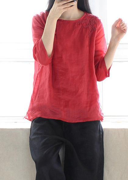 Red Clothes for O Neck Half Sleeve Art Shirts