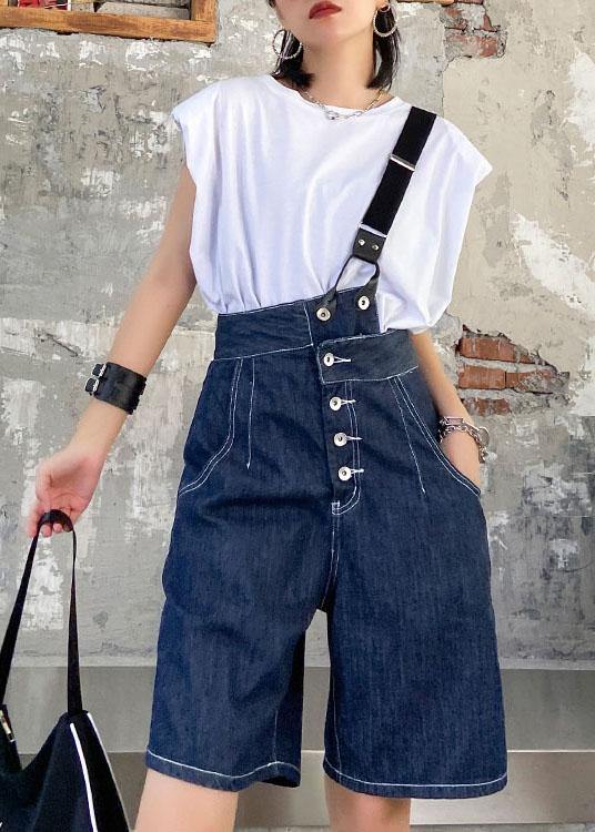 Summer Denim Blue Back With Button Five Pants