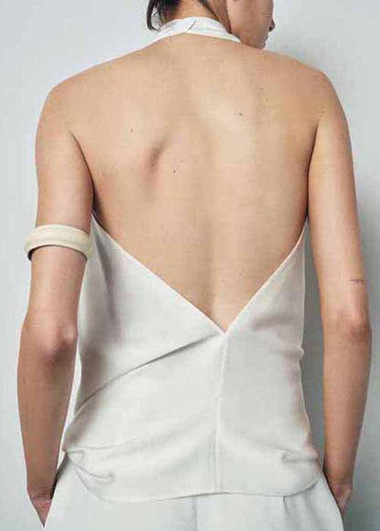 Original White Backless Tops Sleeveless