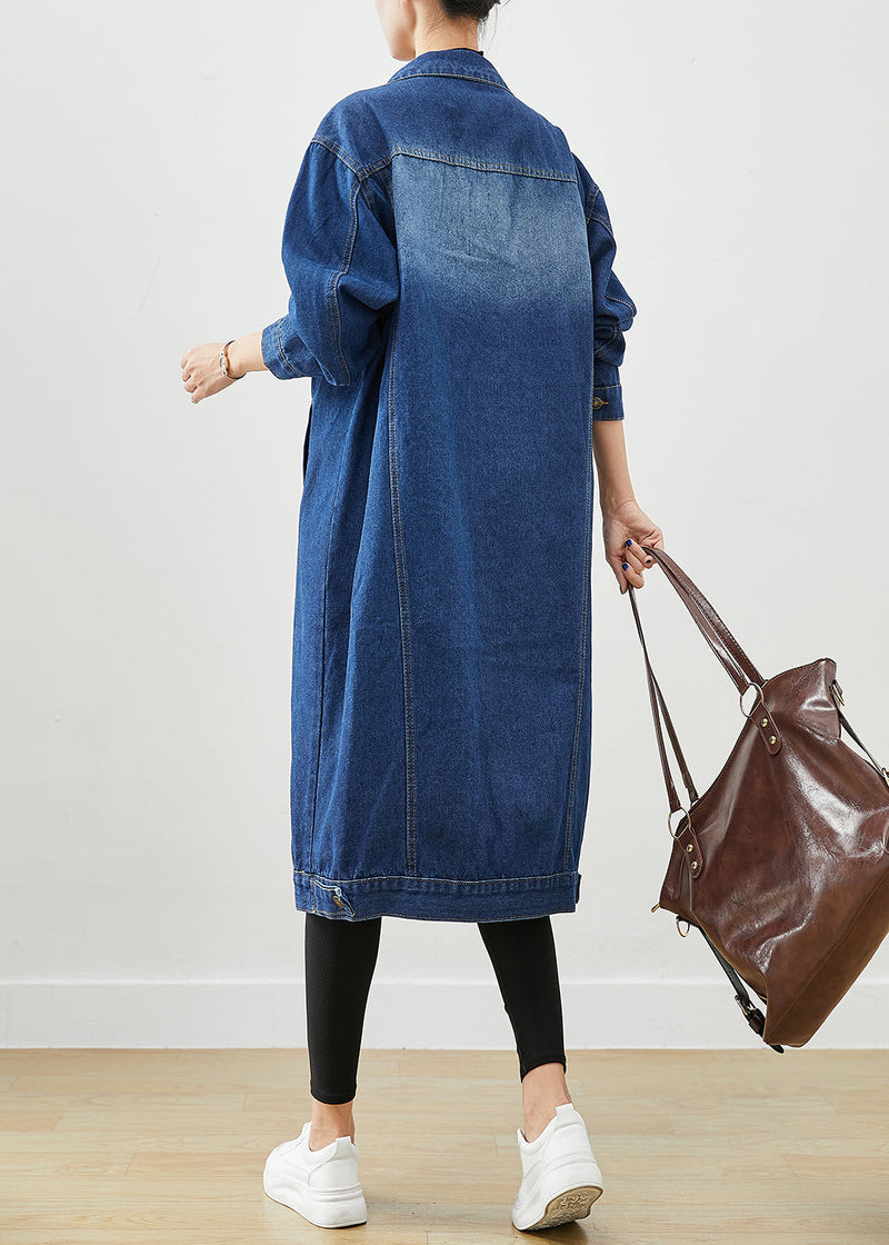 Blue Oversized Button Down Denim Trench Fall