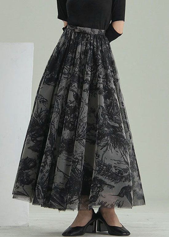 Colorblock Print Tulle Maxi Skirt Spring