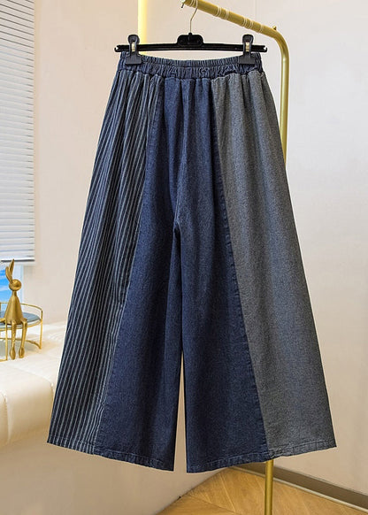 Colorblock Pockets Patchwork Wide Leg Jeans