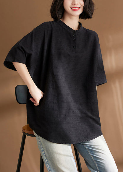 Black Print Cozy T Shirts Summer