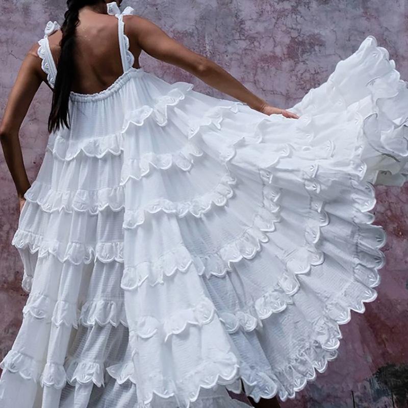 Patchwork Ruffles Yellow for Off Shoulder Sleeveless Oversized Dresses