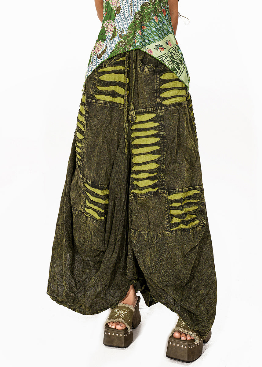 Green Tie Dye Flower Bud Skirt Summer