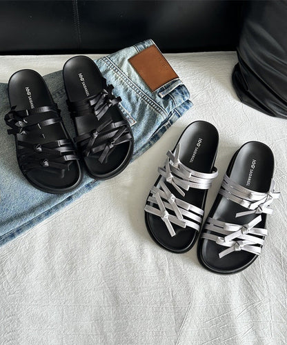 New Versatile Silver Bow Platform Slide Sandals