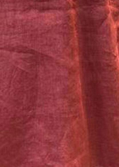 Mulberry Stand Collar Embroideried Linen Long Dress Short Sleeve
