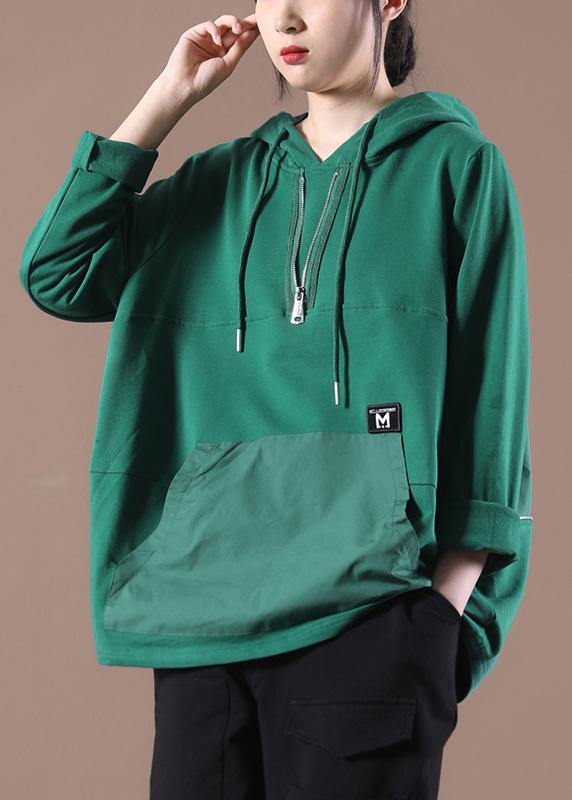 Green Loose Sweatshirts Top