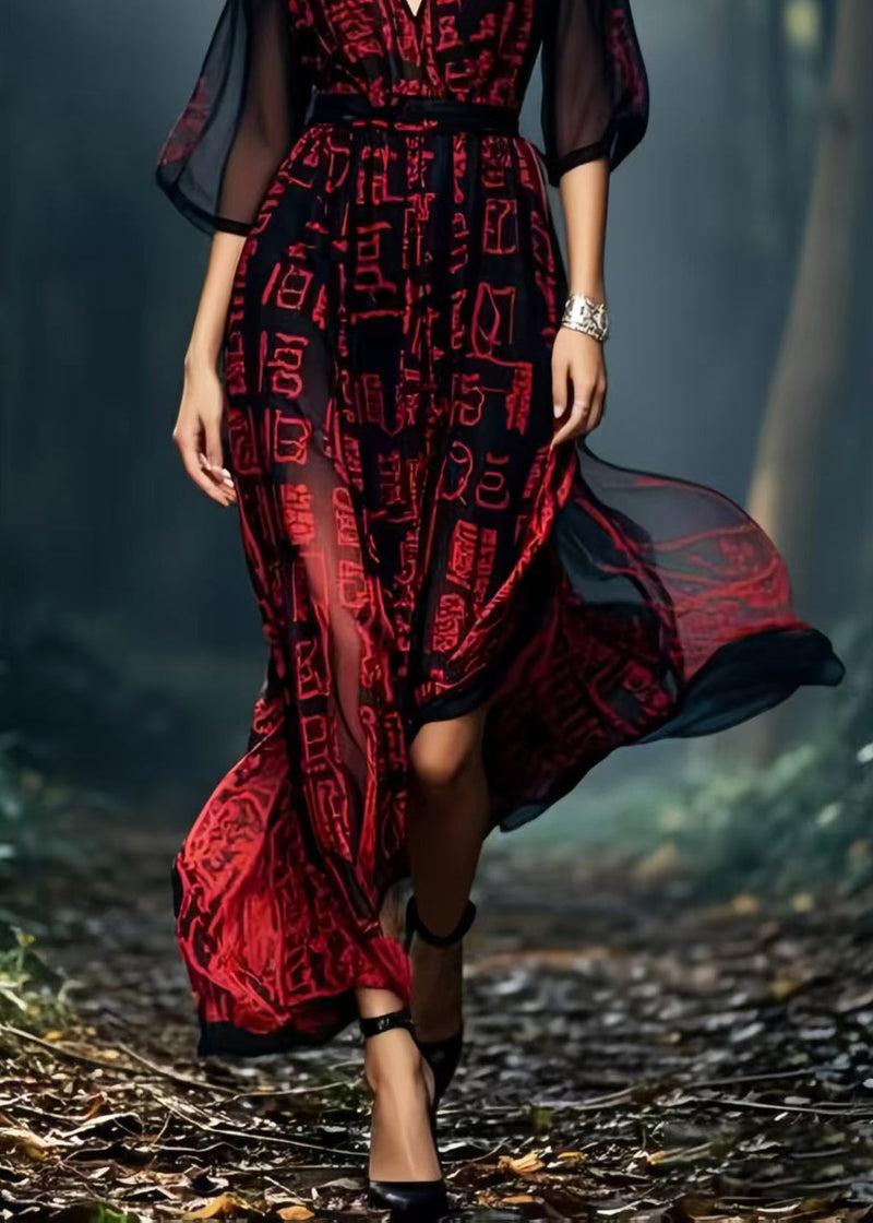 Black Tie Dye Chiffon Vacation Dresses Summer