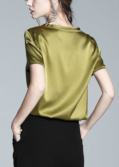 Diy Green V Neck Silk Top Summer