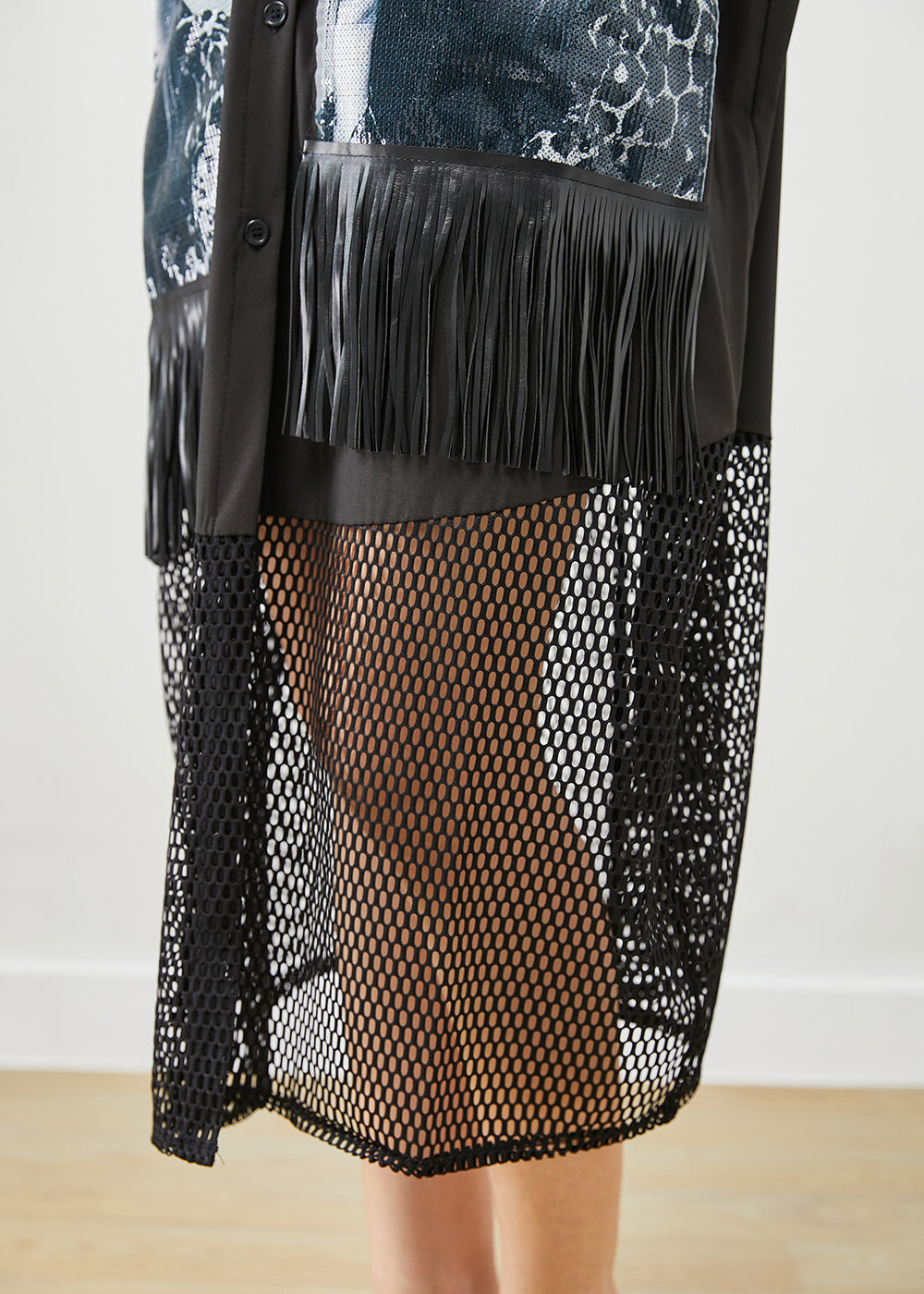 Black Sequins Patchwork Hollow Out Tasseled Maxi Dresses Fall