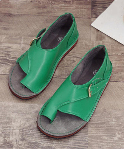 Orange Cowhide Splicing Leather Flat Sandals