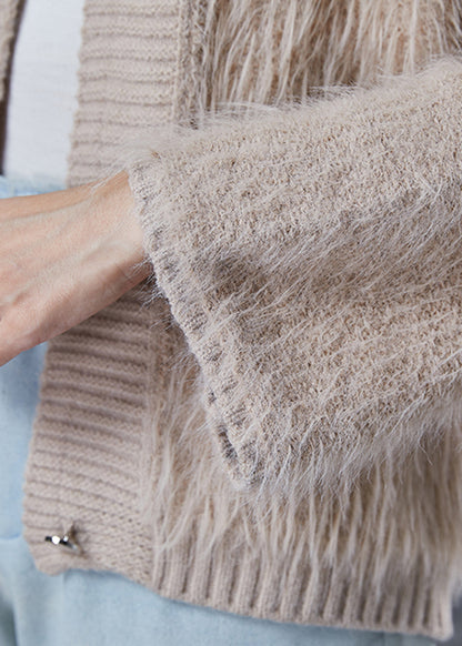 Khaki Thick Cozy Knit Cardigan Spring