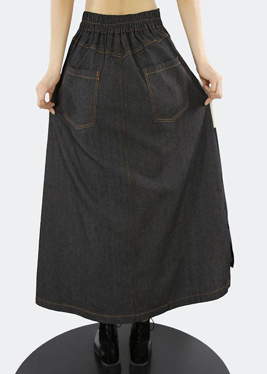 Apricot Elastic Waist Patchwork Pleated Skirts Spring