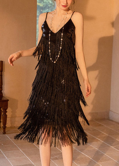 Red Tasseled Sequins Vestidos Dresses Summer