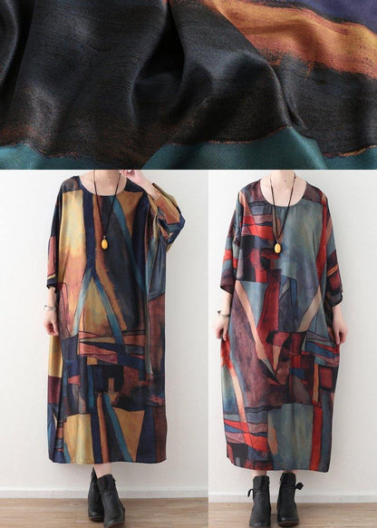 Spring Simple Yellow Blue Bat Sleeve Dress