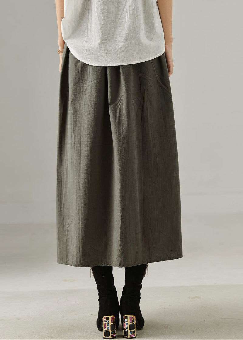 Red Elastic Waist Patchwork Cotton Skirts Spring