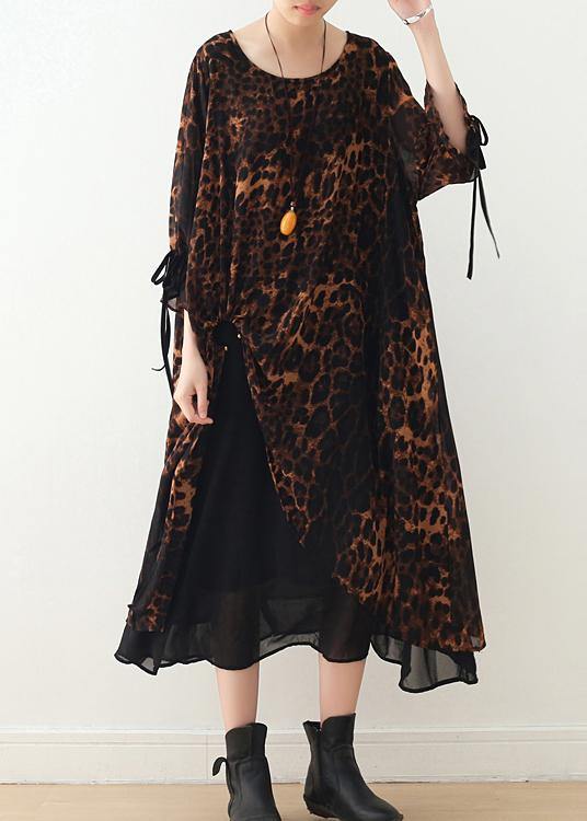 Loose Large Irregular Leopard Chiffon Dress