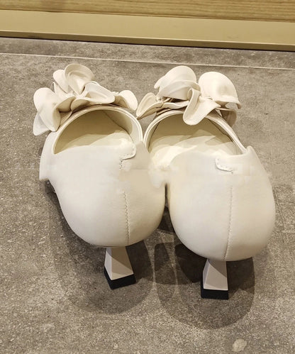 White Splicing Kitten Heels Shoes Pointed Toe