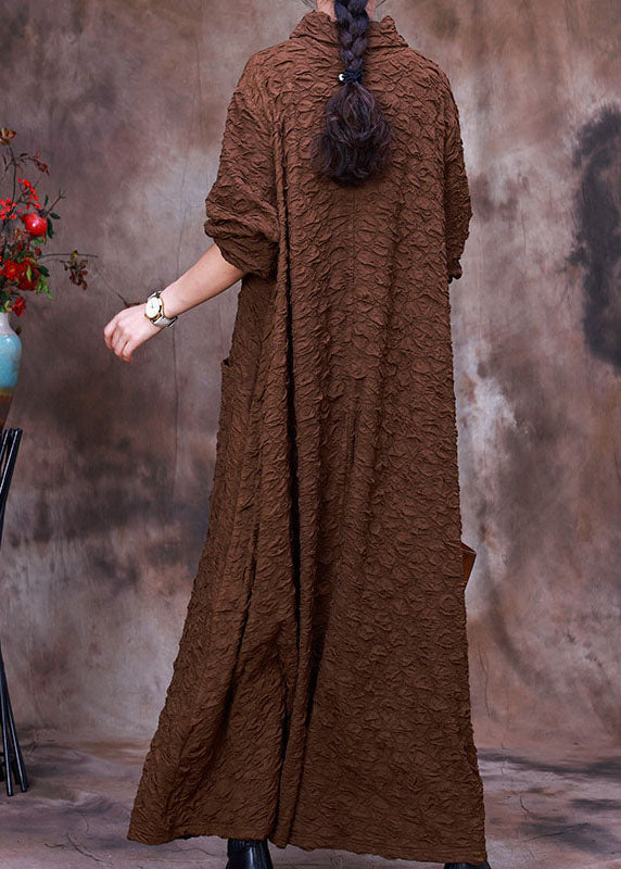 Chocolate Asymmetrical Long Dress Spring