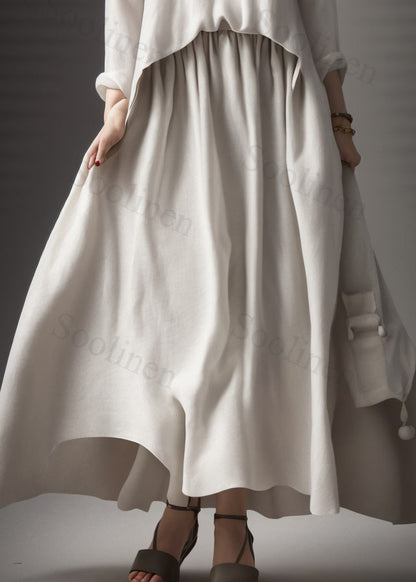 Classy Beige V Neck Wrinkled Patchwork Silk Maxi Dress Long Sleeve