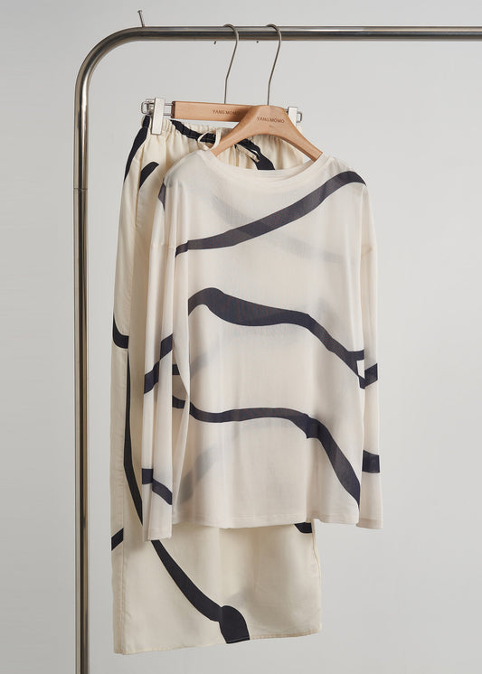 Boutique Apricot Striped Chiffon Two Piece Set Clothing Fall