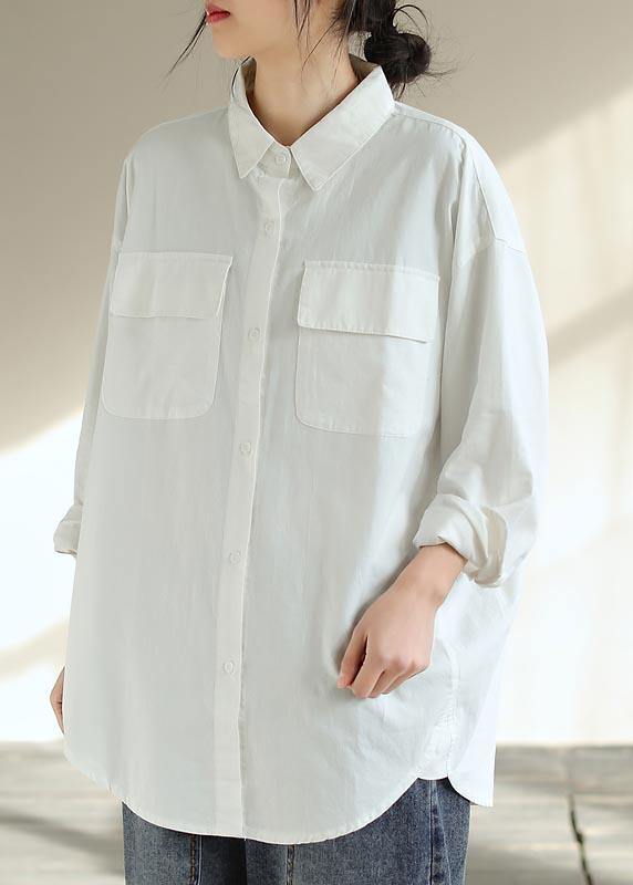 White Clothes for Lapel Pockets Silhouette Spring Shirts
