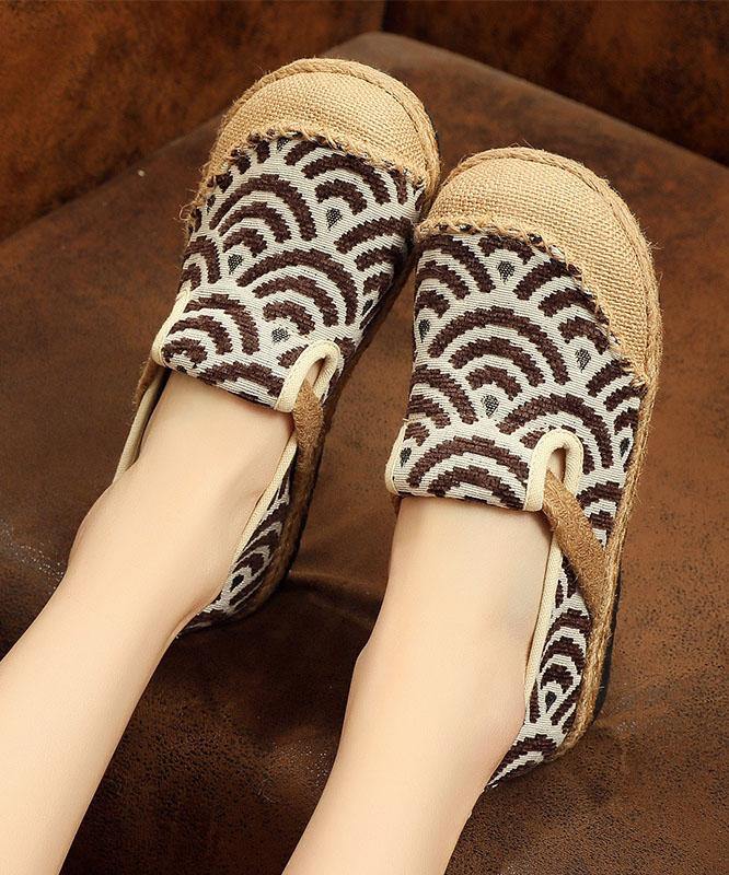 Black Cotton Linen Fabric Flat Shoes Splicing Flat Shoes for