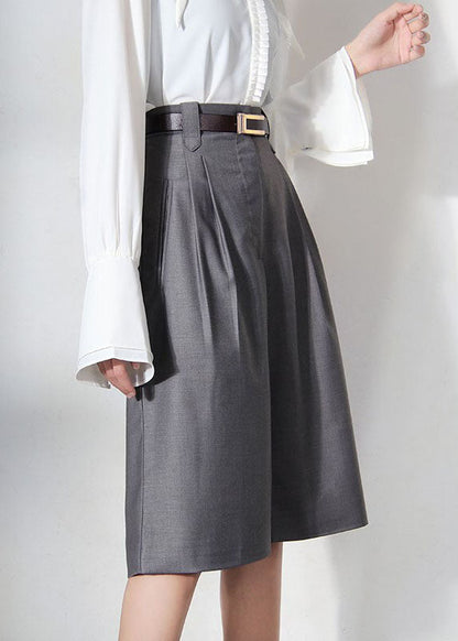 Natural Grey Tunic Pockets Wide Leg Pants Spring