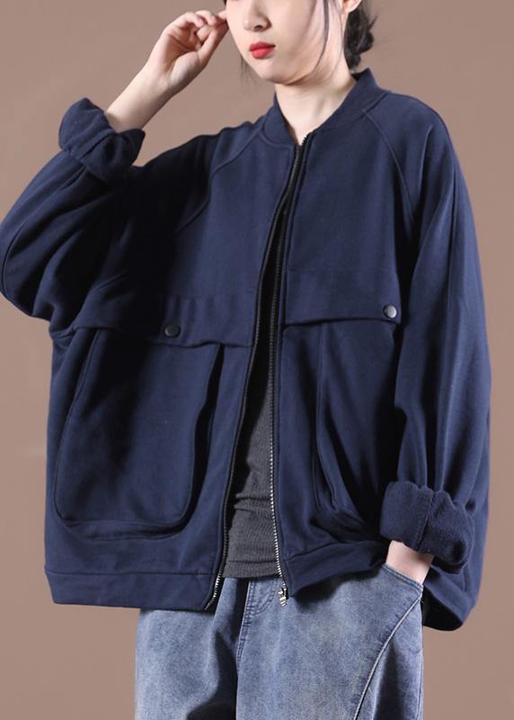 Art Navy Zippered Spring Jacket