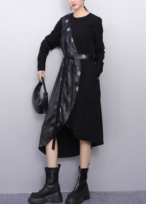 Fall Modern Black Minimalist False Two Pieces Dress