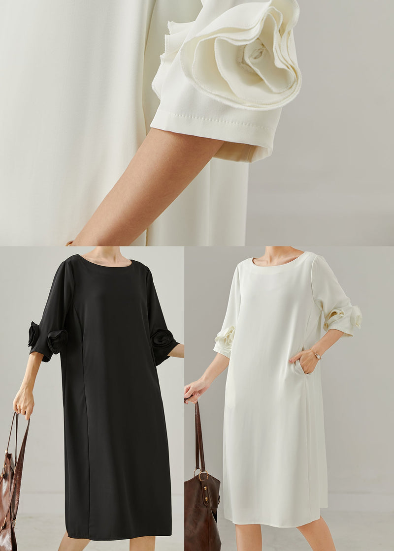 Art White Three-dimensional Chiffon Holiday Dress Summer