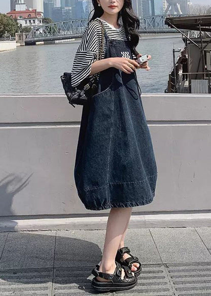Blue Patchwork Denim Dress 2 Piece Outfit Fall