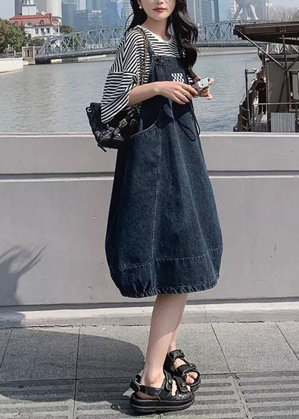 Blue Patchwork Denim Dress 2 Piece Outfit Fall