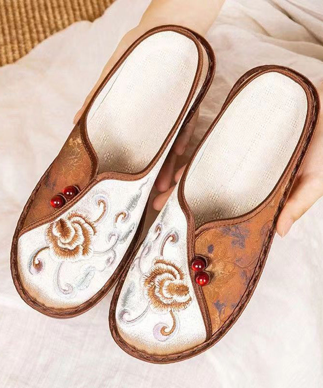 Comfortable Splicing Coffee Cotton Fabric Embroideried